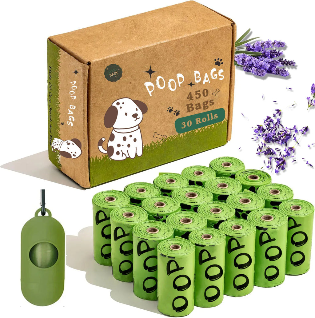 Biodegradable Lavender Dog Poop Bags with Dispenser