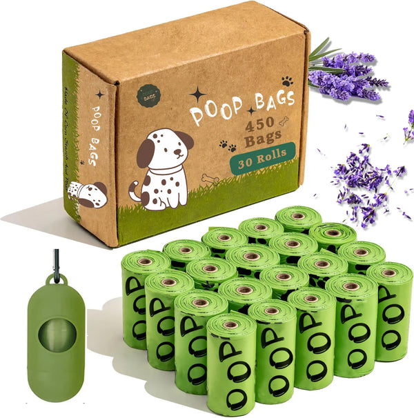 Biodegradable Lavender Dog Poop Bags with Dispenser