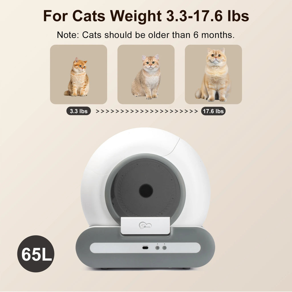 DOEL 65L Self-Cleaning Cat Litter Box Ti+c
