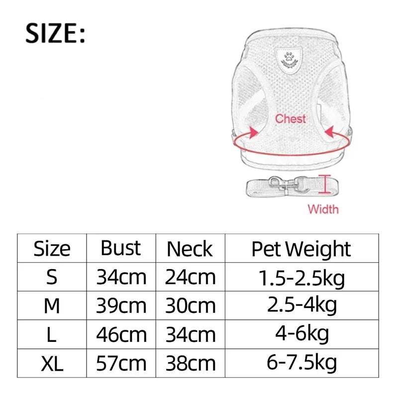 Adjustable Mesh Cat & Small Pet Harness Set